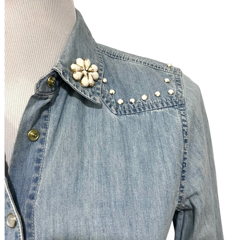 Draper James Women's Embellished Denim Top Pearl … - image 4